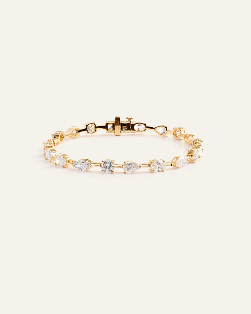 14K Gold Lab Grown Diamond Mixed Shape Tennis Bracelet - 6.5" / Yellow Gold