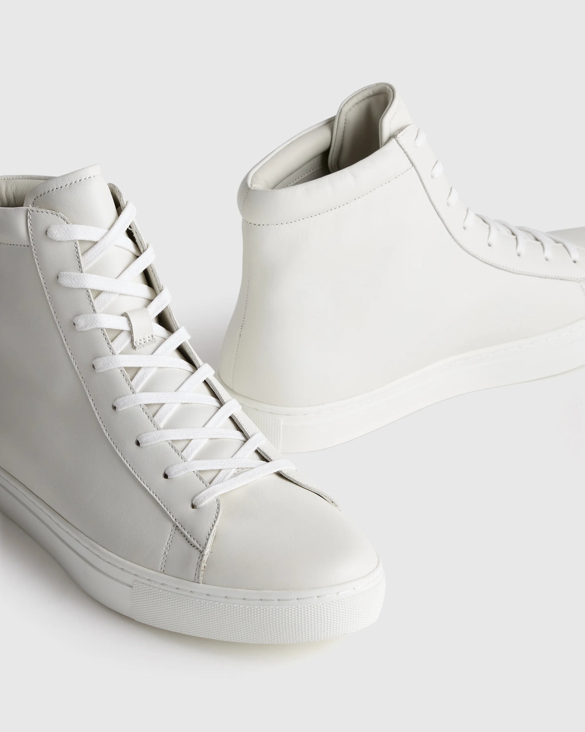 Italian Leather High Top Everyday Sneaker - 7 / White