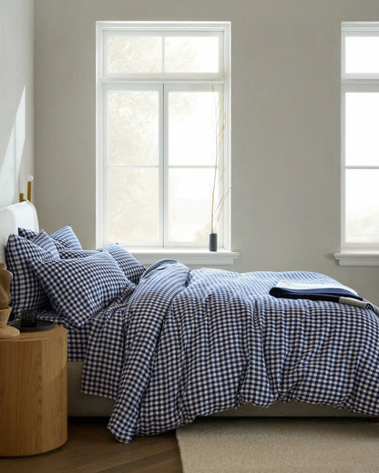 European Linen Deluxe Bedding Bundle - Twin / Willowleaf/White Stripe