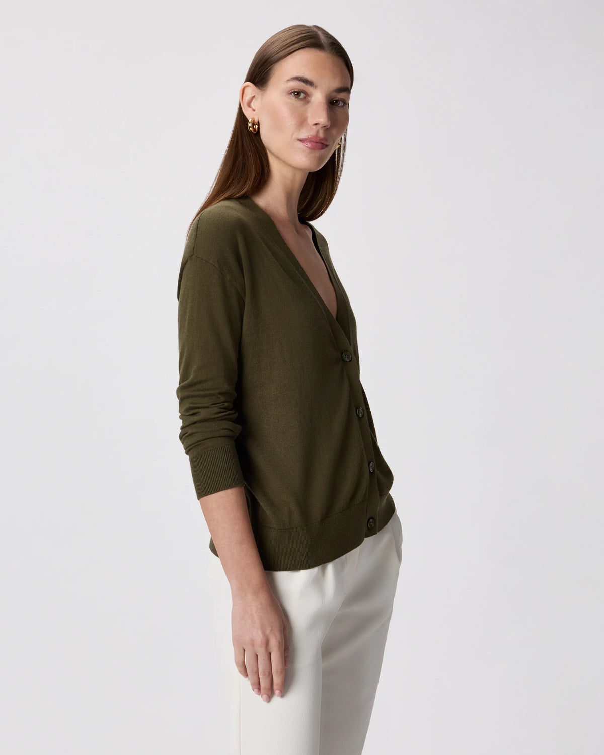 Lightweight Cotton Cashmere Cardigan - XS / Heather Oatmeal