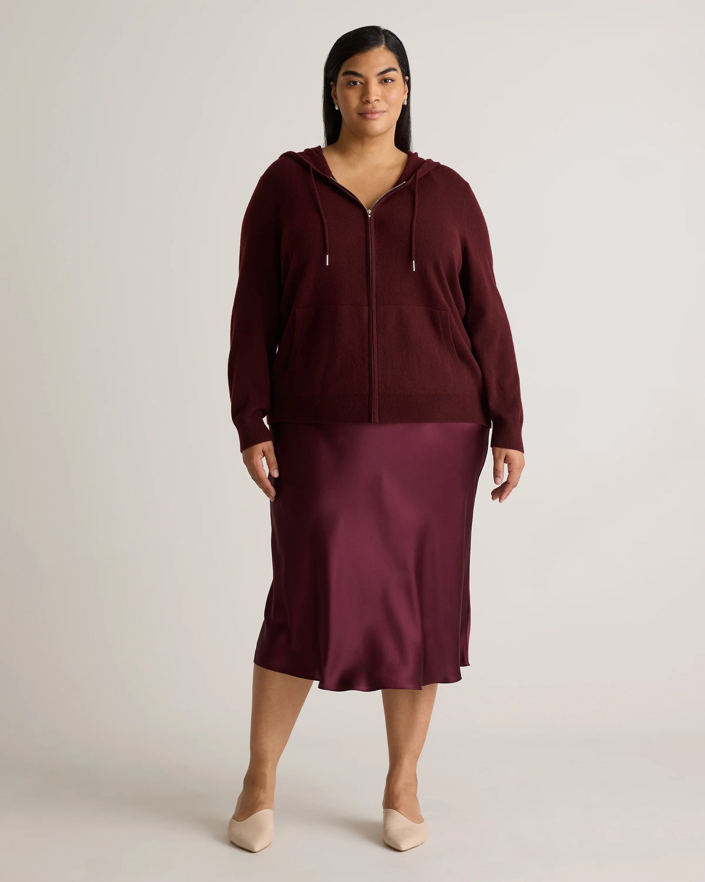 Mongolian Cashmere Full-Zip Hoodie - 1X / True Navy