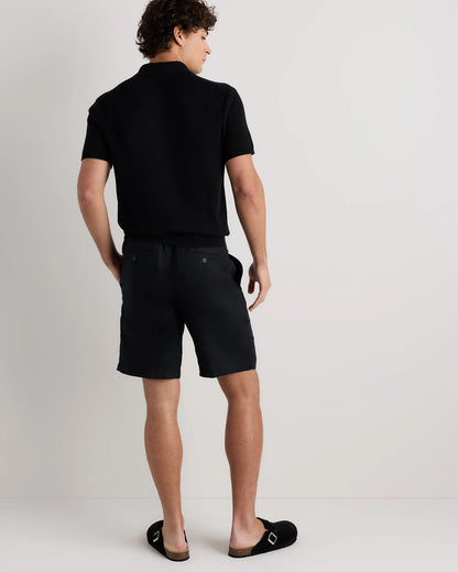 100% European Linen Shorts - 9" - S / Black