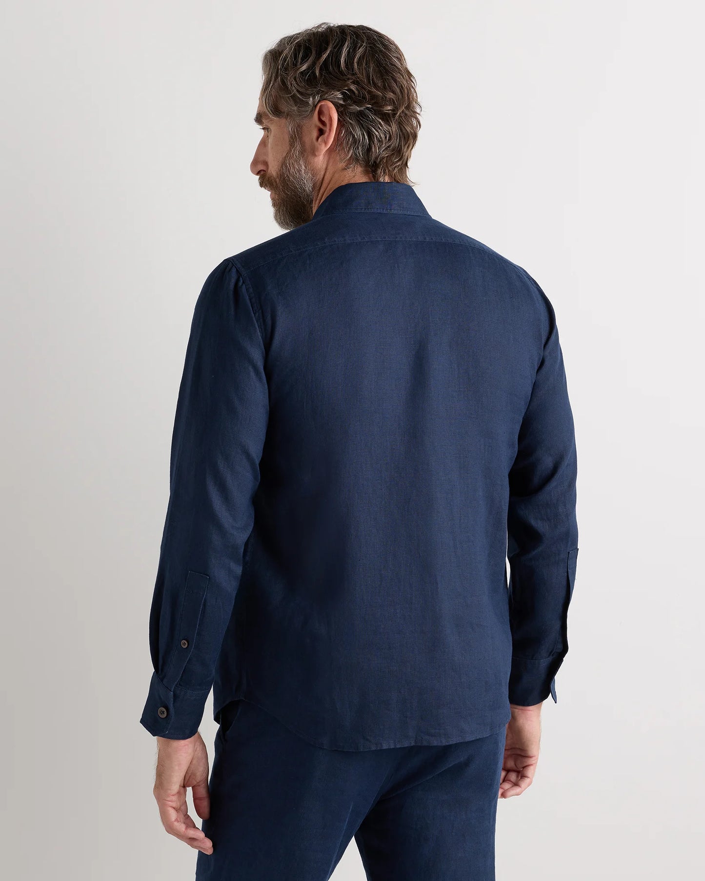 100% European Linen Utility Shirt - S / Taupe Brown Chambray