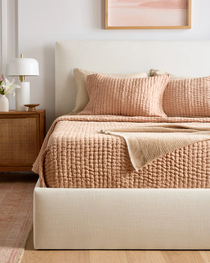 Square Bed in Performance Linen - Full / Ivory