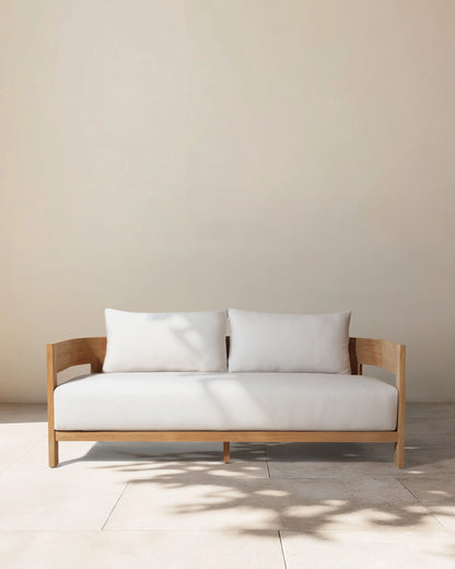 Curved Solid Teak Outdoor Sofa - 68" / Natural Teak