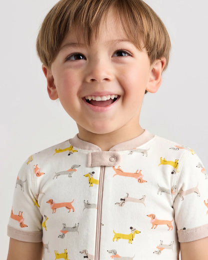 100% Organic Cotton Shortie Onesie Pajama - 2T / Navy Stripe