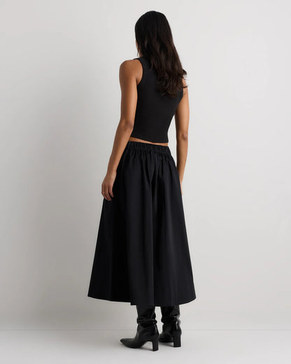 Organic Cotton Sateen A-line Midi Skirt - XS / True Black