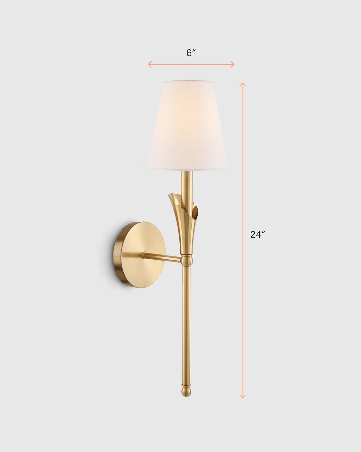 Flora Iron Sconce with Linen Shade - One Size / Brass
