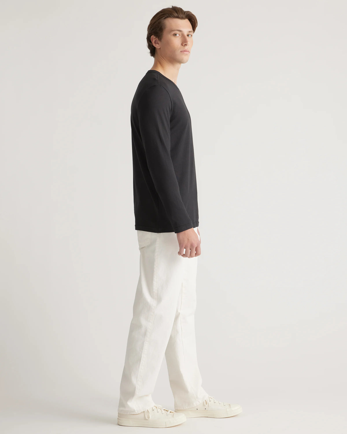 Cotton Modal Long Sleeve Tee - S / Heather Grey