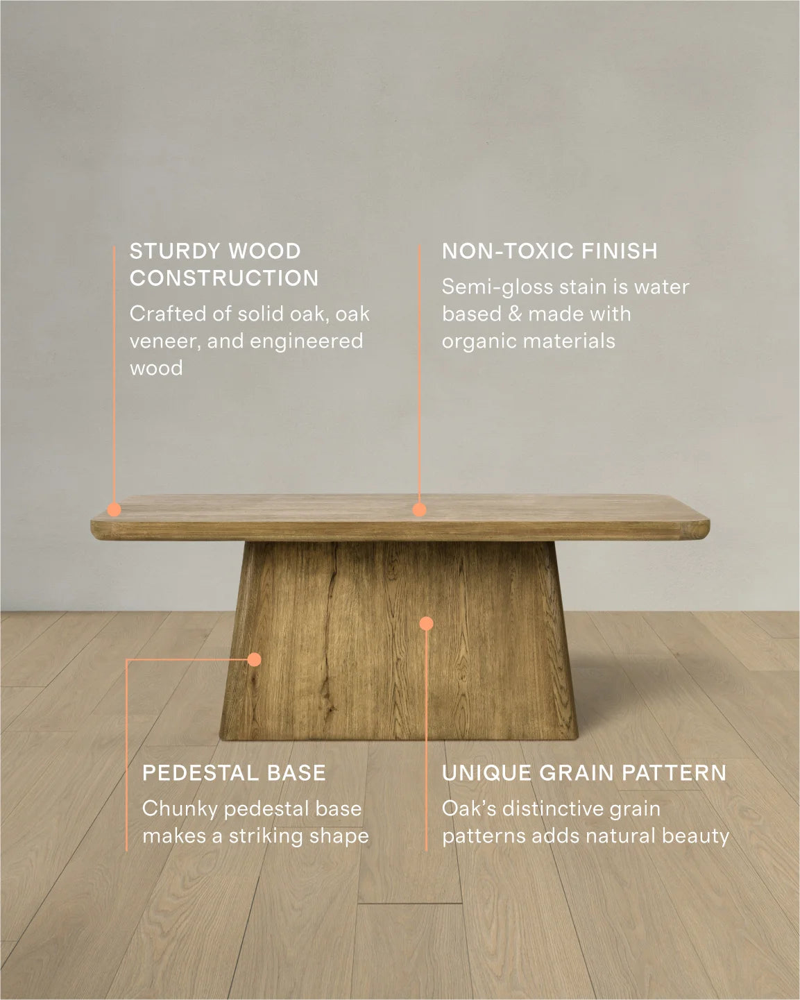 Rustic Oak Plinth Dining Table - 71" / Natural