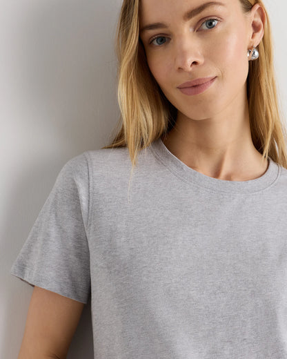 100% Organic Cotton Boxy Crewneck Tee - XS / Shell Pink