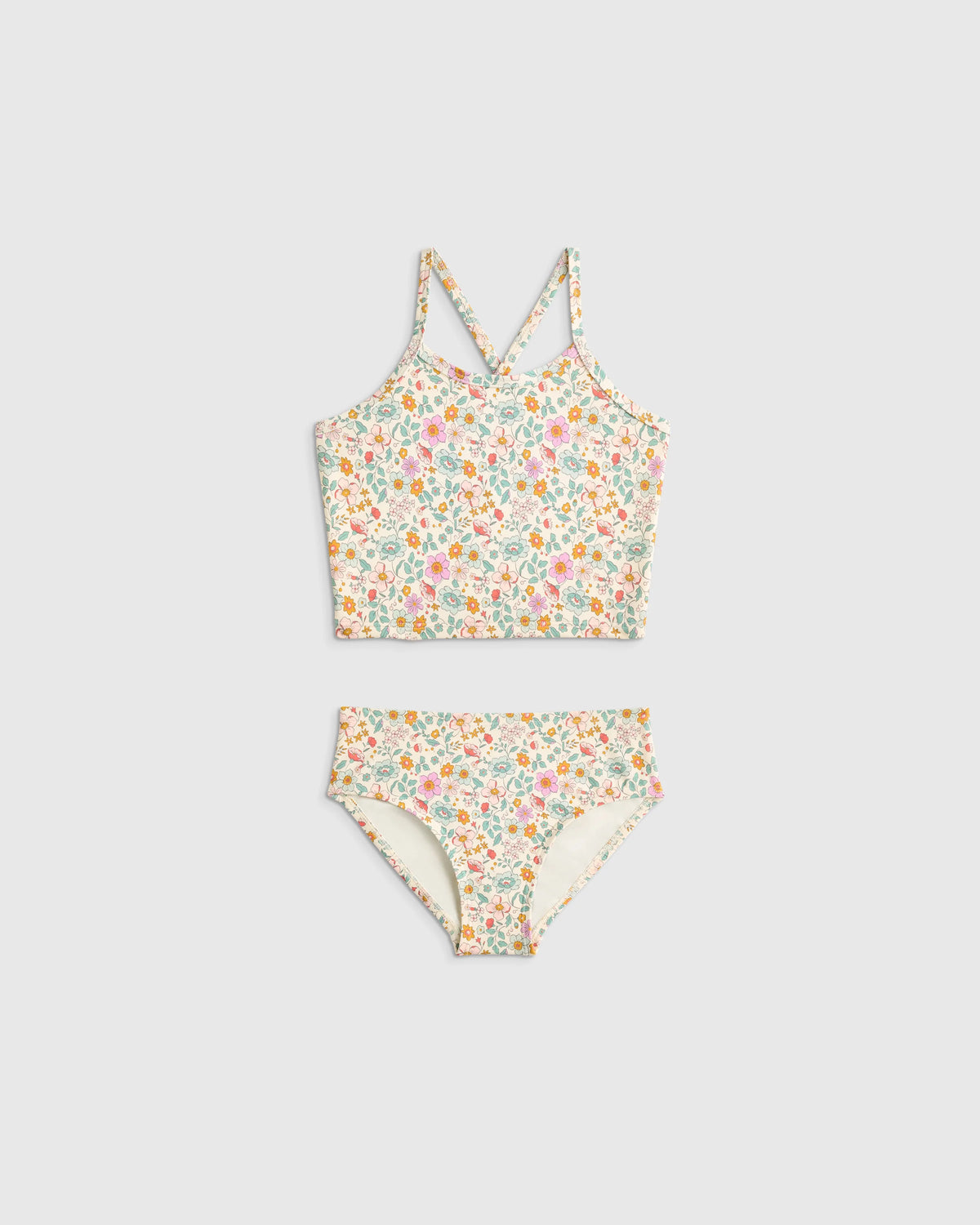 Tankini and Long Sleeve Raglan Rash Guard Set - 6 / Rainbow Stripe