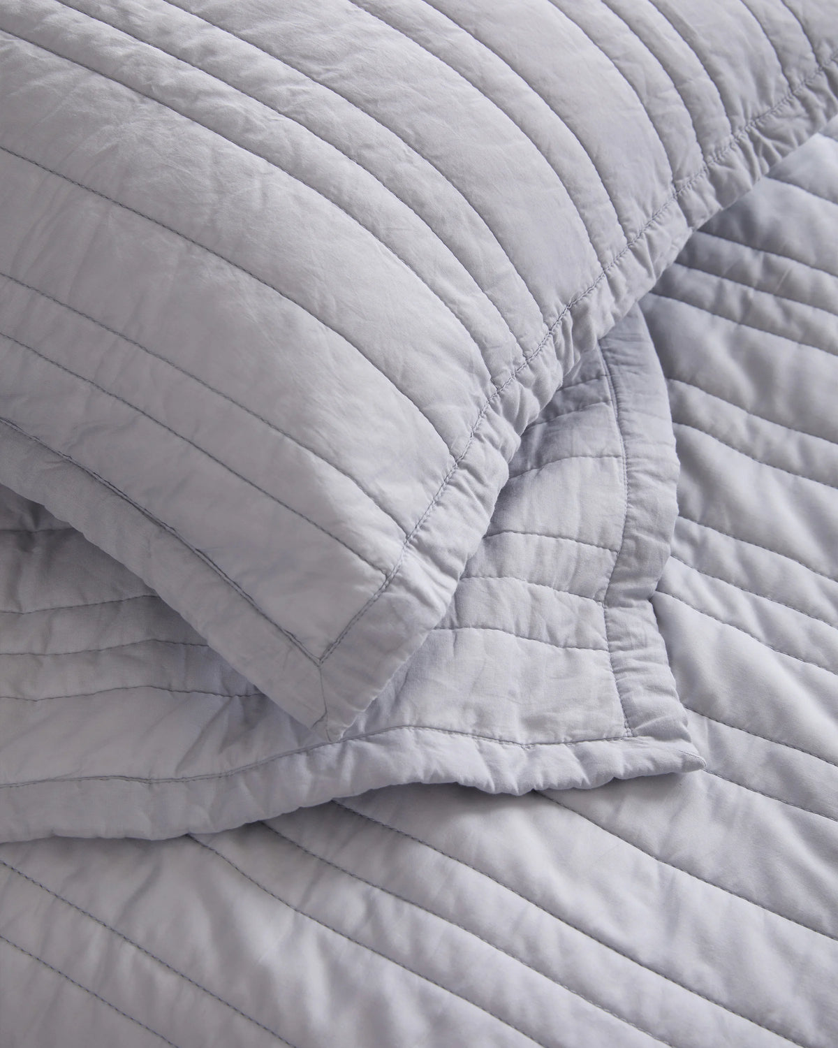 Organic Cotton Stripe Stitch Quilt - Twin / Light Blue
