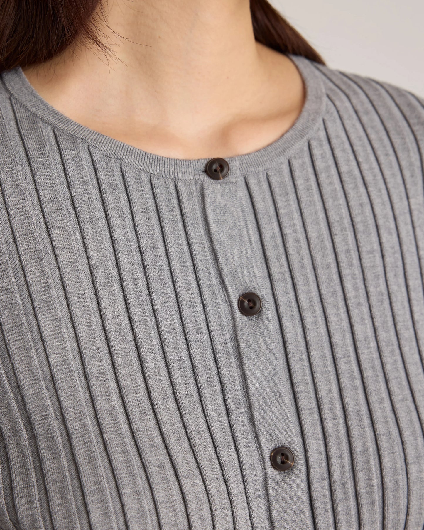 Eco-Knit Cropped Rib Cardigan - XS / Warm Taupe