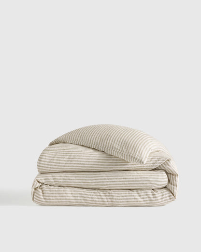 European Linen Stripe Duvet Cover - Twin / Terracotta/White Stripe