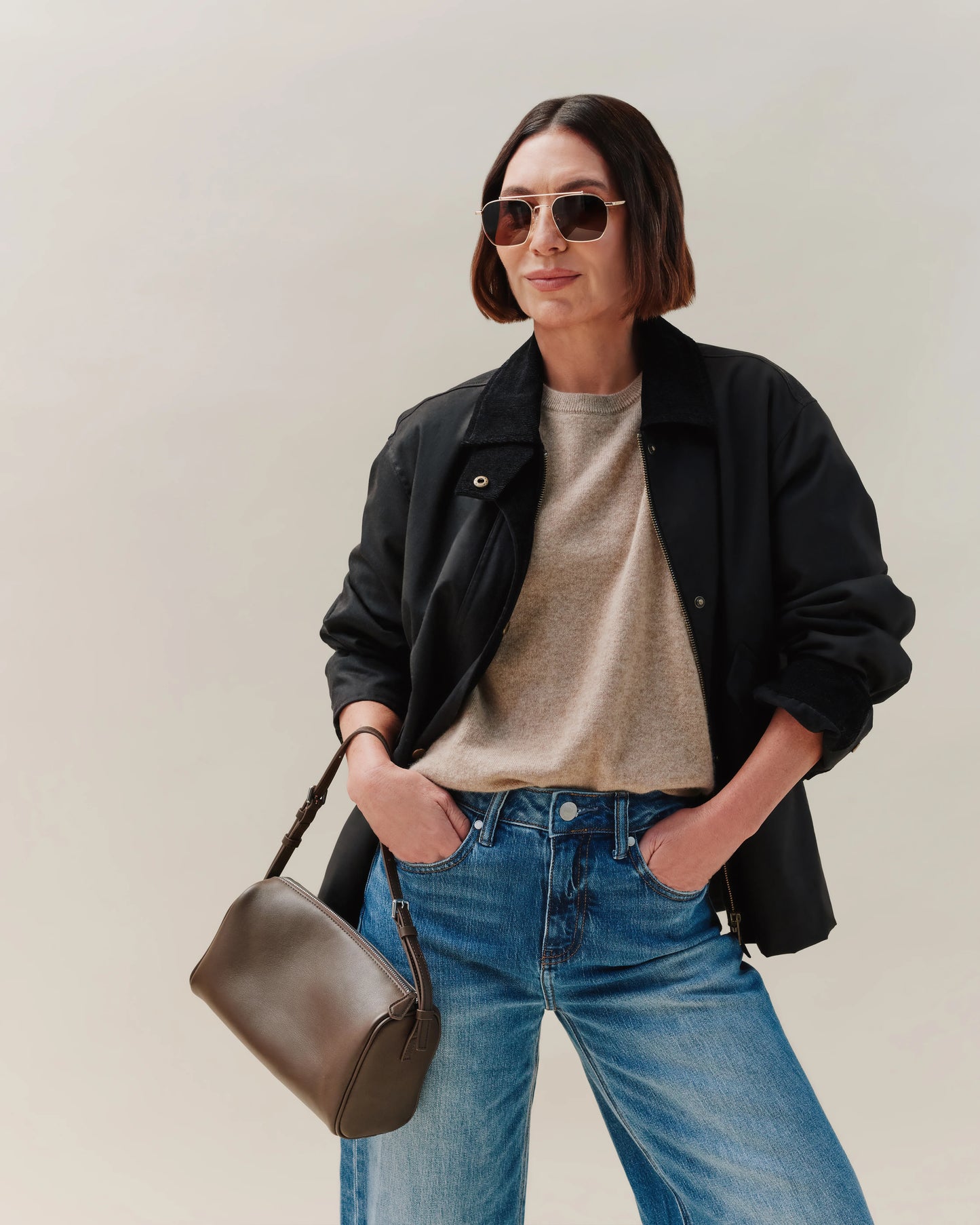 Organic Waxed Cotton Cropped Barn Jacket - XS / Vintage Black