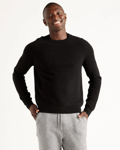 Mongolian Spring Cashmere Waffle Sweatshirt - S / Black