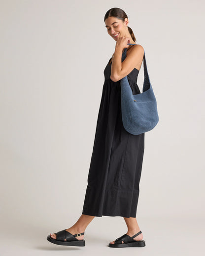 Hand Crochet Hobo Shoulder Bag - One Size / Black