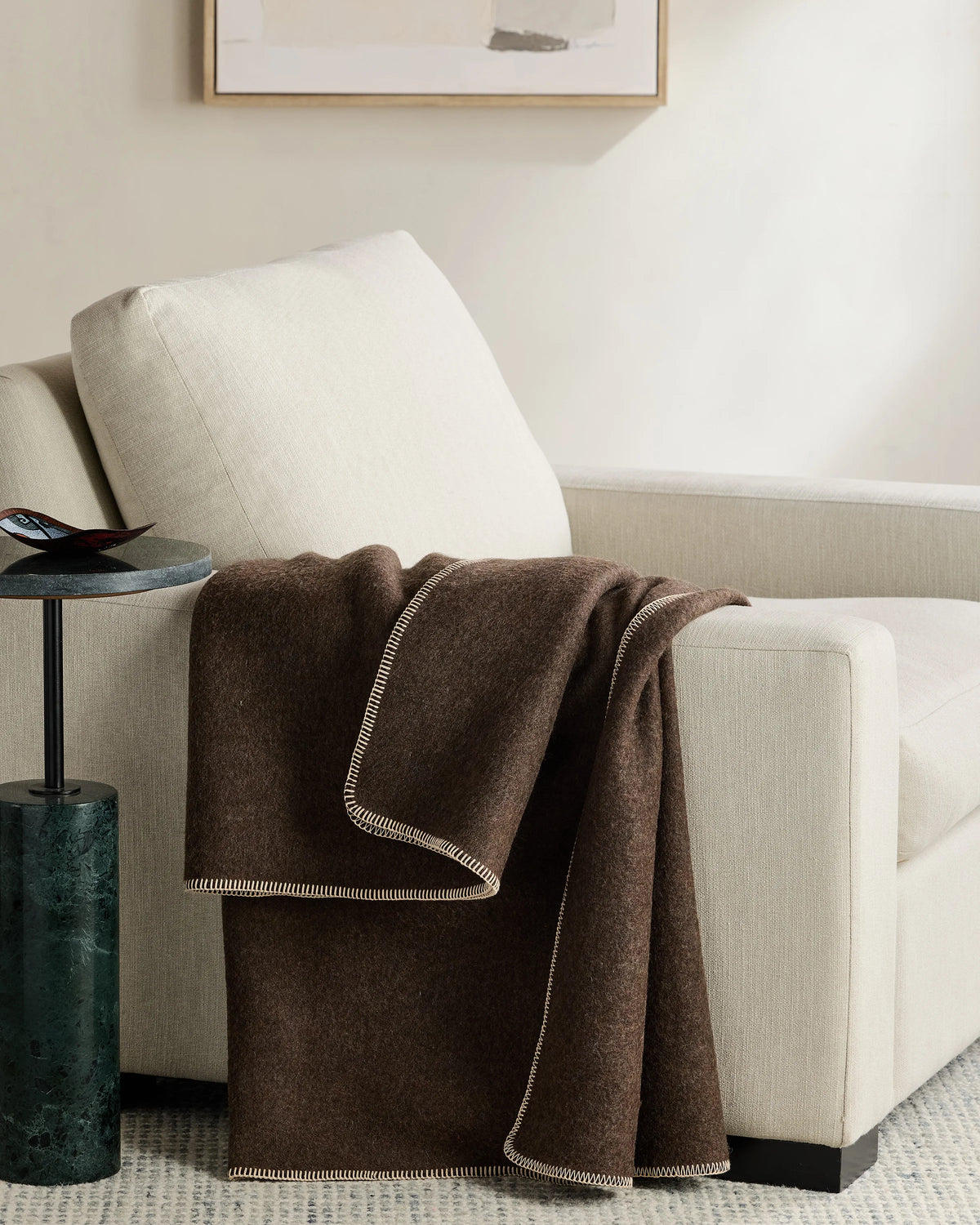 Wool Whipstitch Throw - 50x70 / Olive