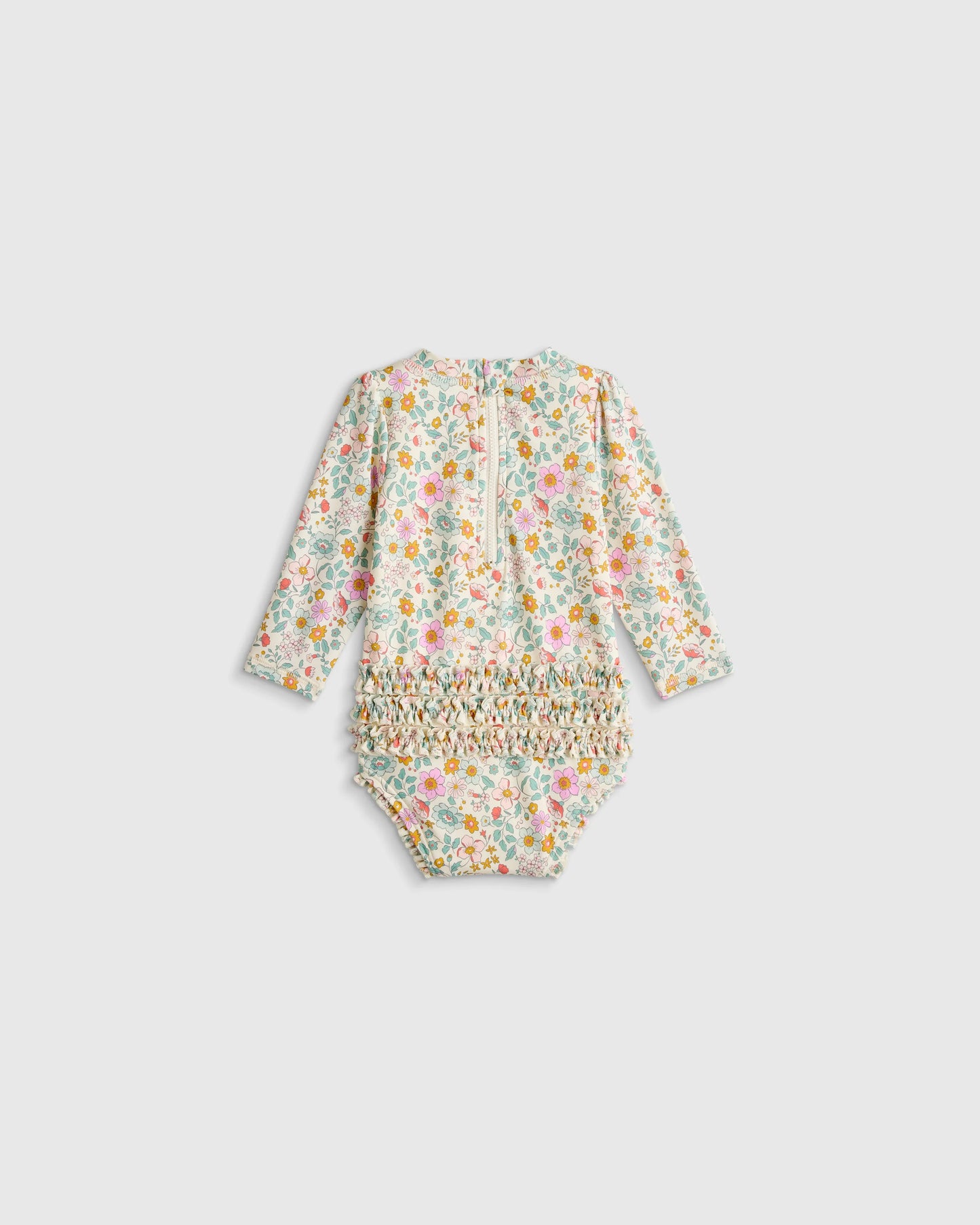 Long Sleeve Tie One-Piece Swimsuit - 0-3M / Soft Ditsy Floral