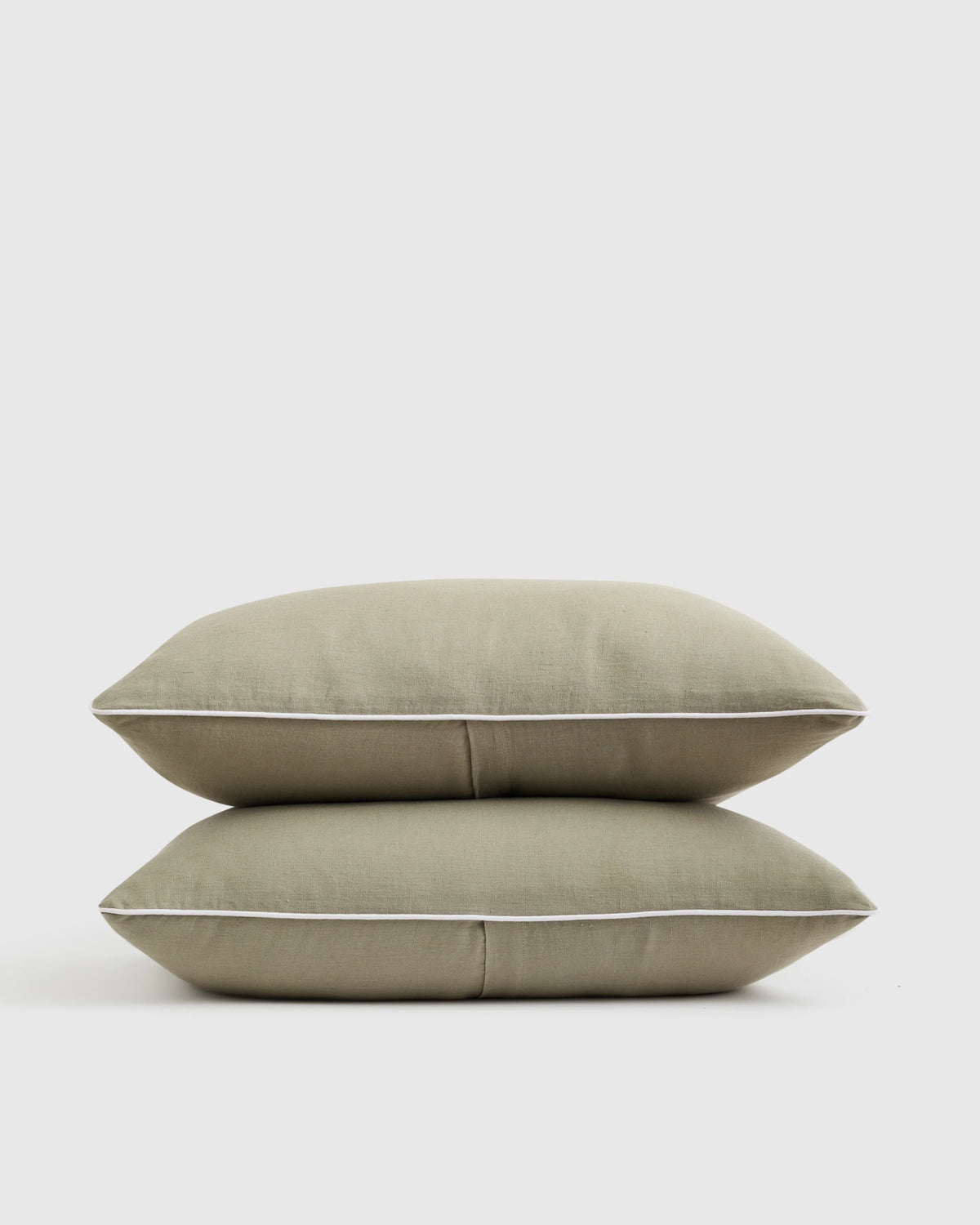 European Linen Piped Sham Set - Standard / White/Cherry