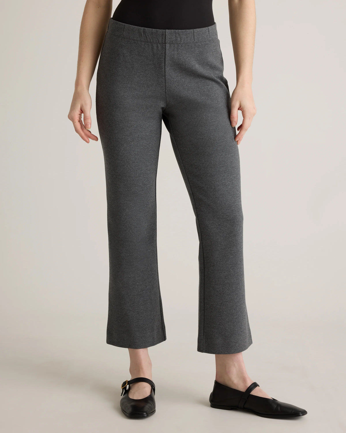 Organic Cotton Double Knit Kick Flare Pants - XS / Heather Charcoal Grey