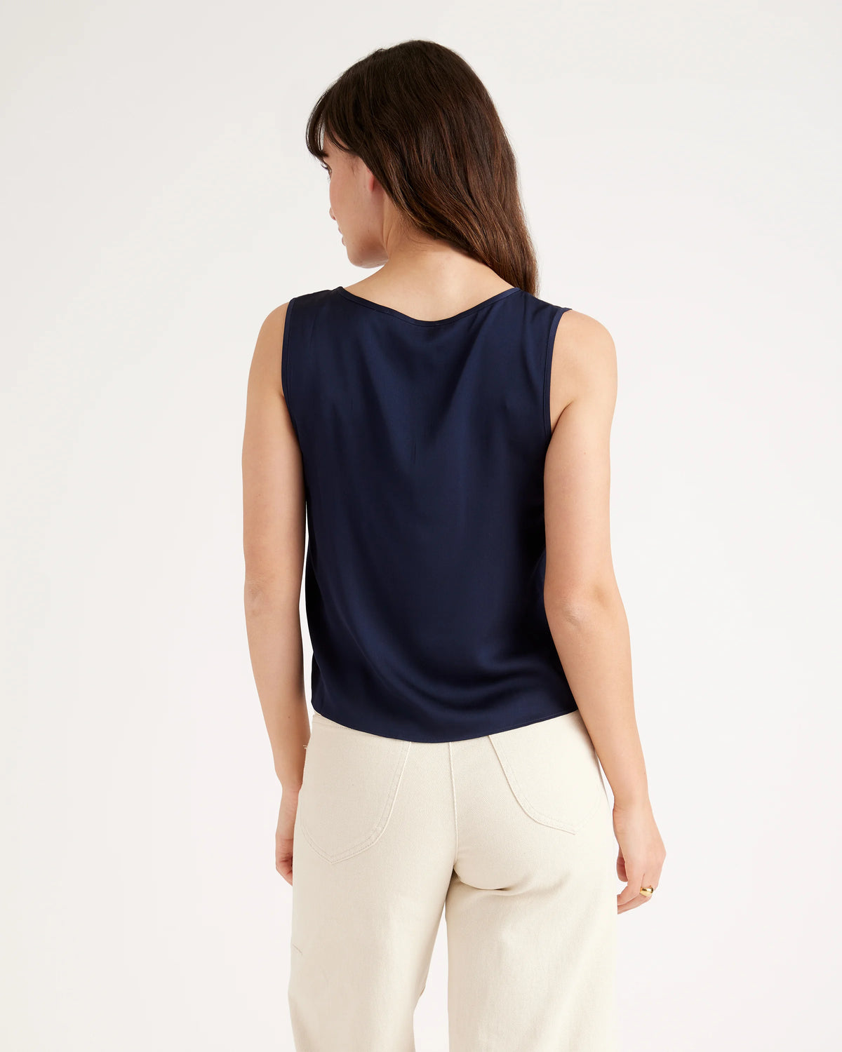 Washable Stretch Silk Tank - XS / Navy