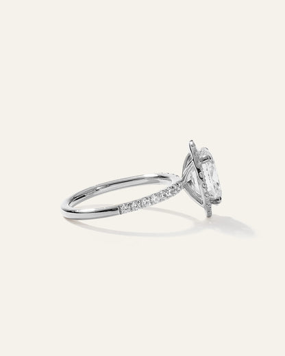 Lab Grown Diamond Oval Halo Pave Engagement Ring - 2ct - 4 / Yellow Gold