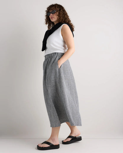 100% European Linen Maxi Skirt - 1X / Black