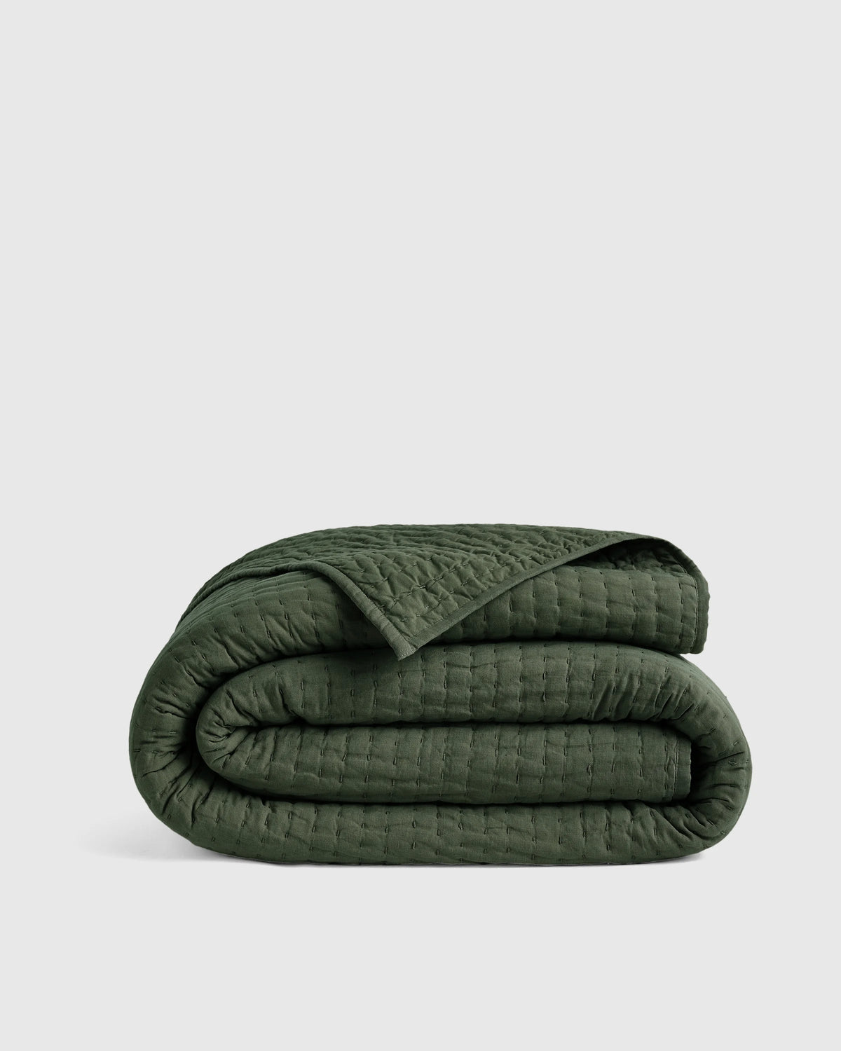 European Linen Cotton Stitch Quilt - Twin / Stone
