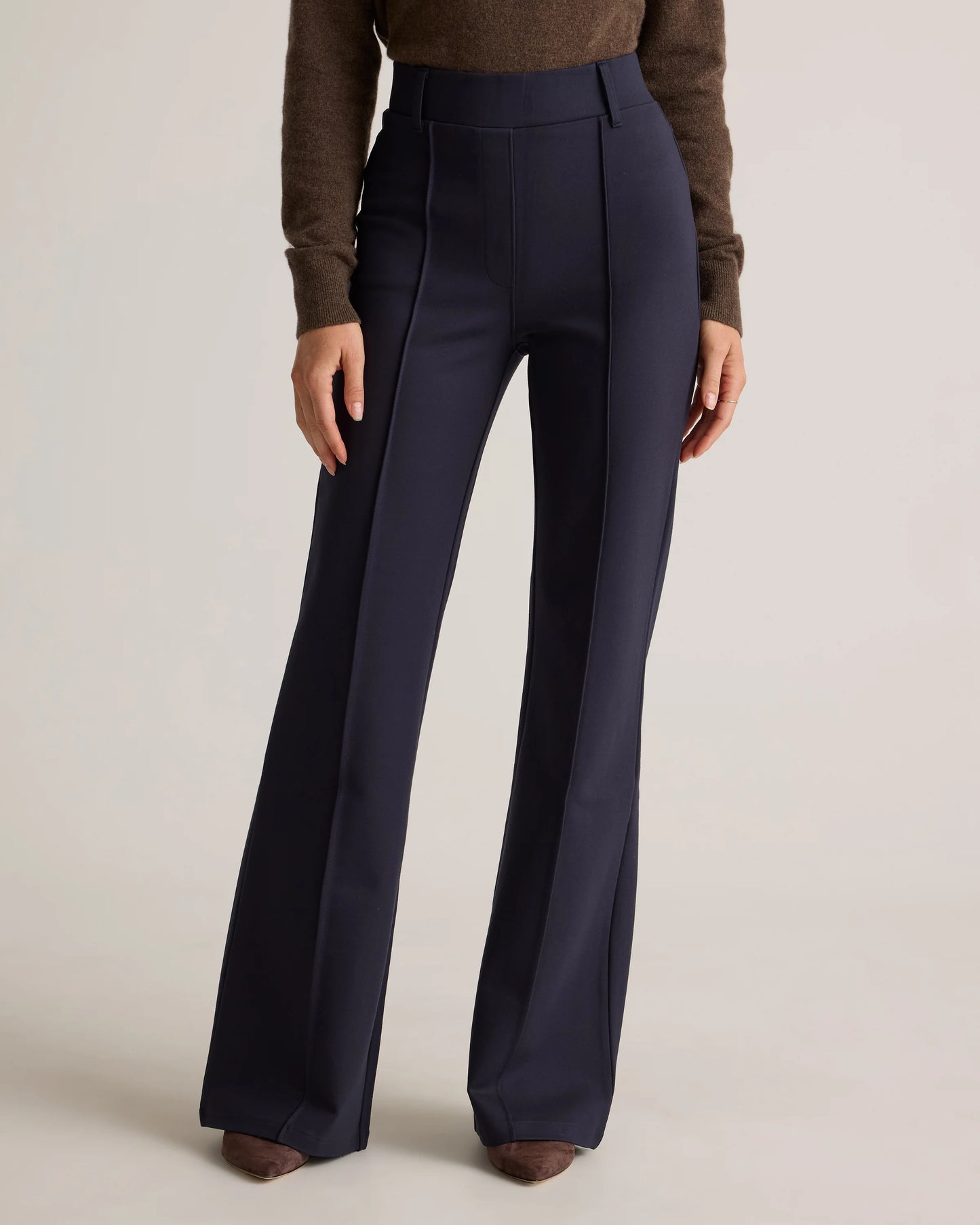 Ultra-Stretch Ponte Flare Leg Pants - XS / Espresso