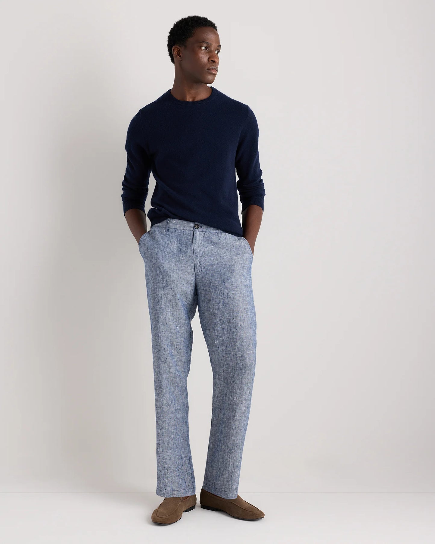 100% European Linen Trousers - 30X30 / Chambray Blue