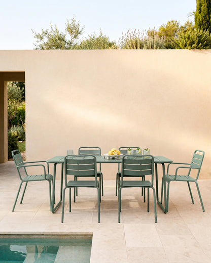 Powder-Coated Aluminum Outdoor Stacking Armchair (Set of 2) - Set of 2 / Sage Green