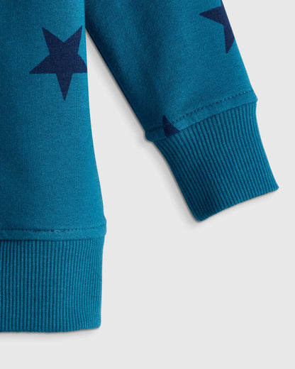 Organic Cotton French Terry Crew Neck Sweatshirt - 3-6M / Blue Stars