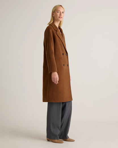 Camel Hair Double-Breasted Slouch Coat - XS / Vicuna