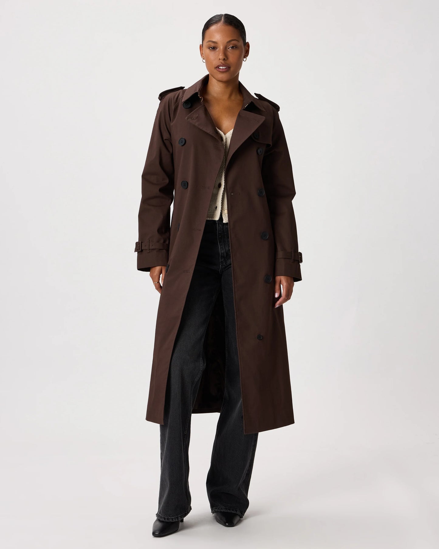 Comfort Stretch Long Trench Coat - XS / Dark Khaki