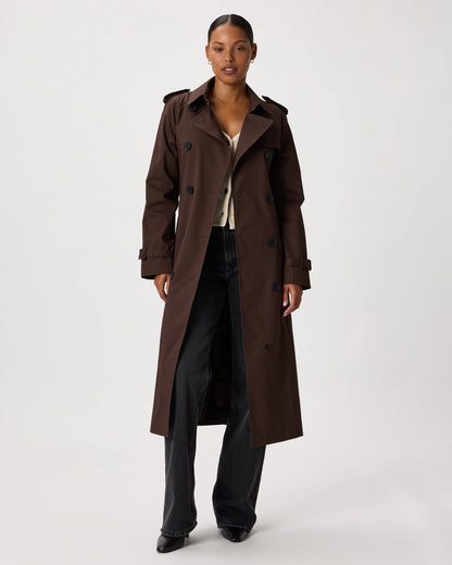 Comfort Stretch Long Trench Coat - XS / Dark Khaki