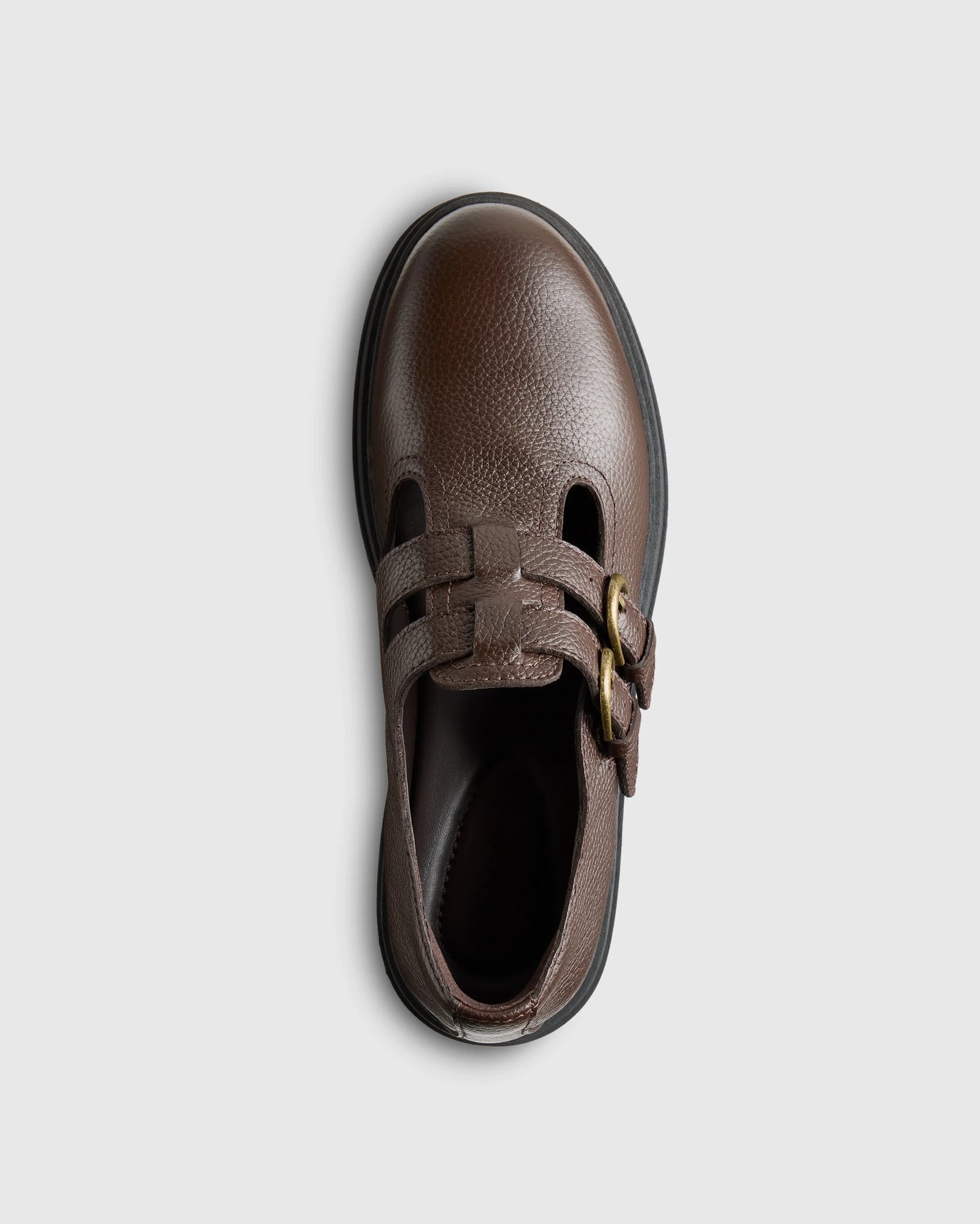 Italian Leather Lug Sole Mary Jane - 5 / Black