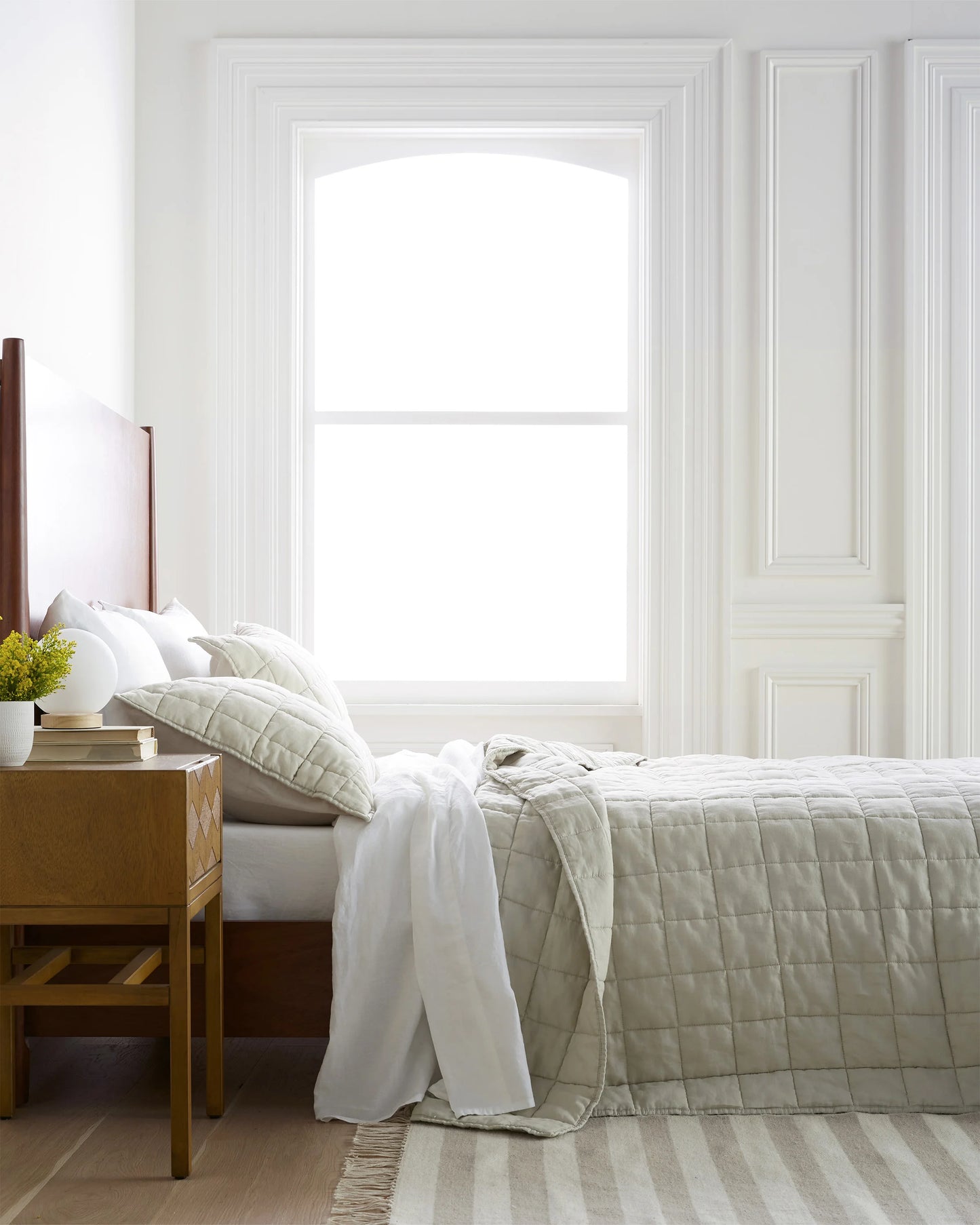 European Linen Box Quilt Set - Twin / Dusty Olive