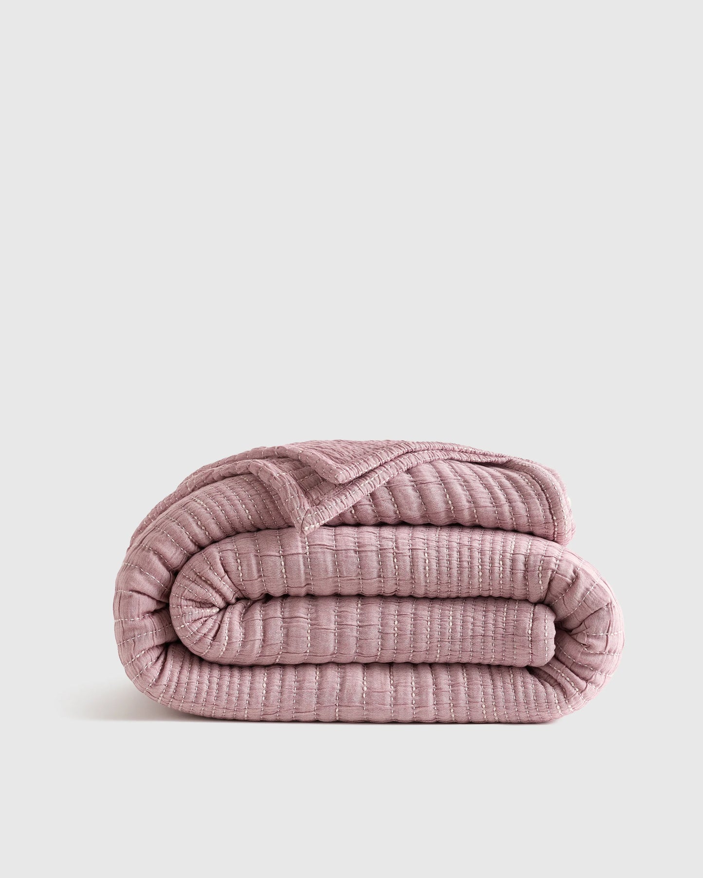 Organic Cotton Channel Stitch Coverlet - Twin / Coral Pink