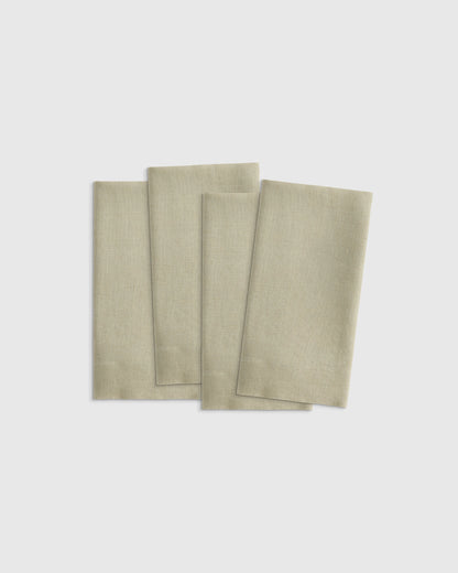 European Linen Wide-Hem Napkins (Set of 4) - One Size / Willowleaf Gingham