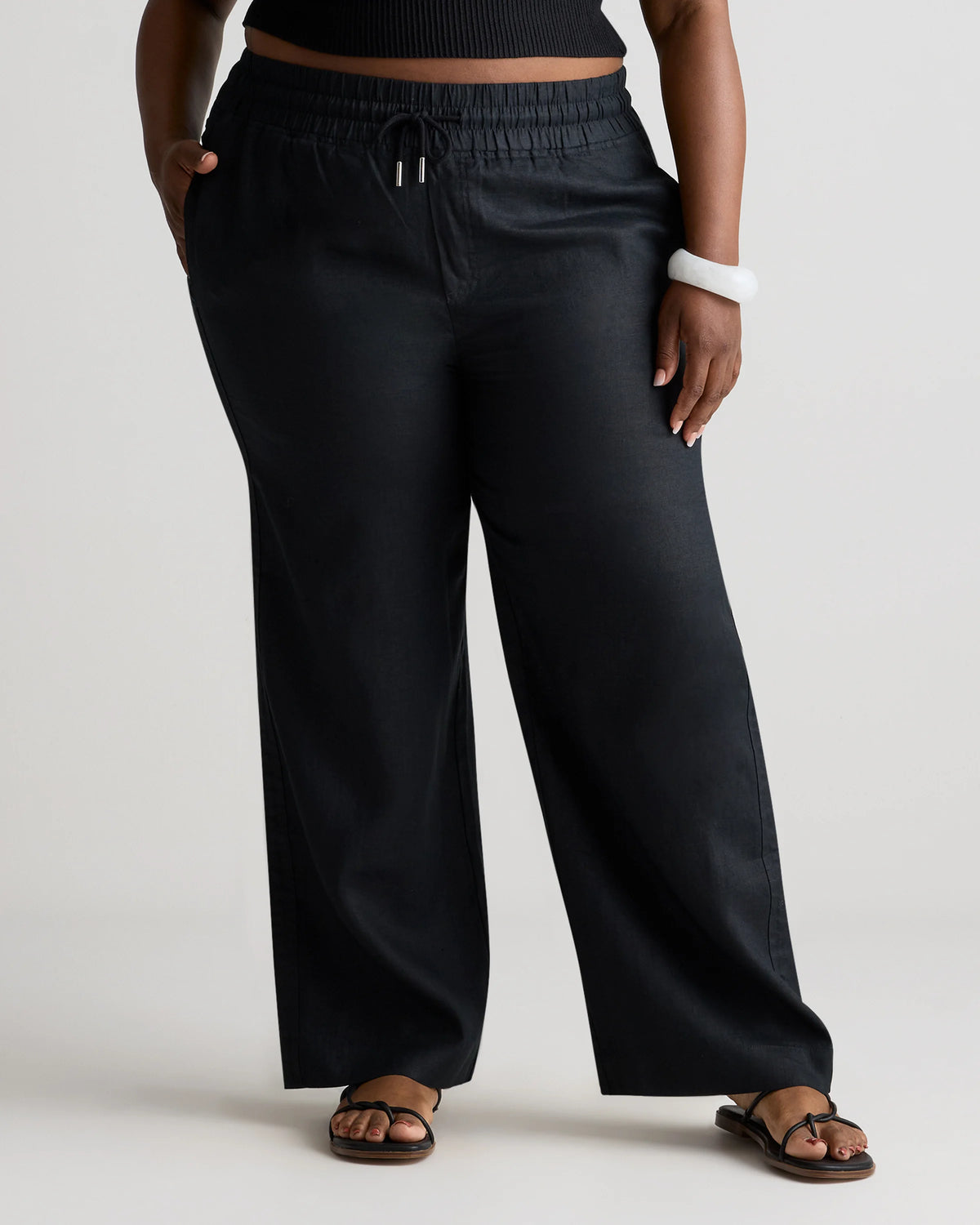 100% European Linen Wide Leg Pants - 1X / Bayberry Olive