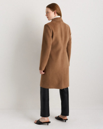 Camel Hair Single-Breasted Midi Coat - XS / Mocha Brown