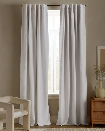 European Linen True Blackout Curtain - Single Panel - 48x84 / White
