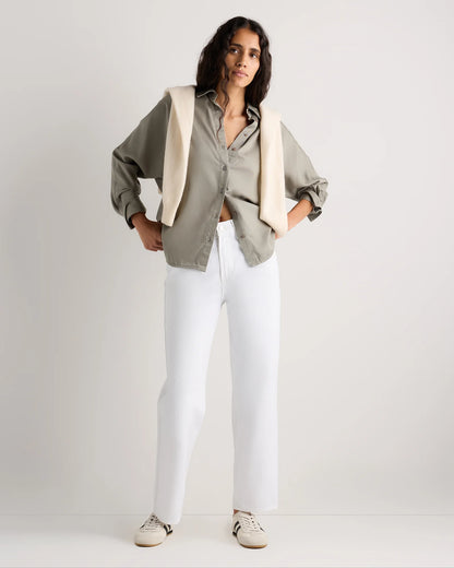Vintage Wash Tencel Dolman Long Sleeve Shirt - XS / White