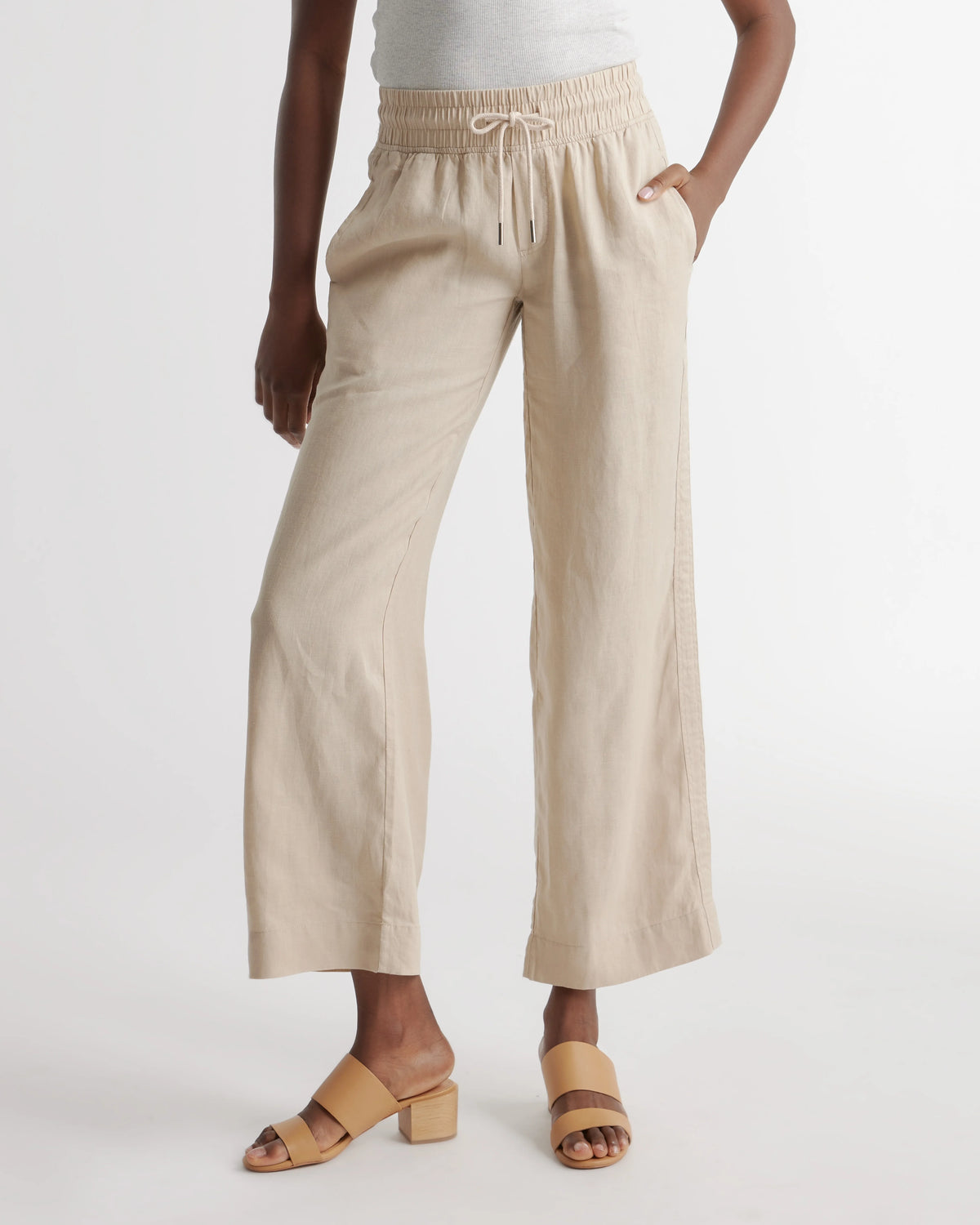 100% European Linen Wide Leg Pants - XS / Flax
