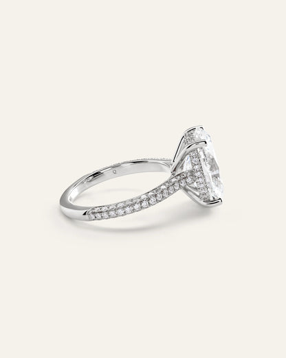 Lab Grown Diamond Oval Pave Cathedral Engagement Ring - 5ct - 4 / Yellow Gold