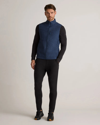 Softshell Fleece-Lined Full-Zip Vest - S / Heather Deep Navy