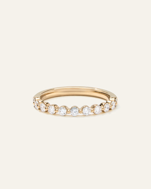 Lab Grown Diamond Single Shared Prong Halfway Band - 4 / Yellow Gold
