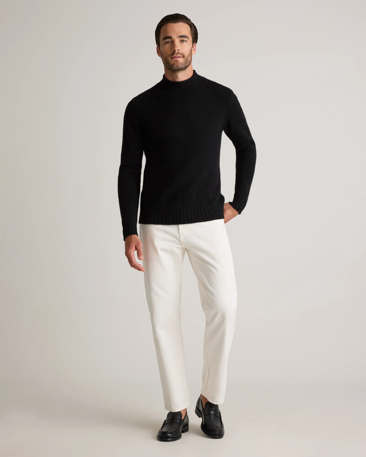 100% Yak Wool Roll Neck Sweater - XS / Black